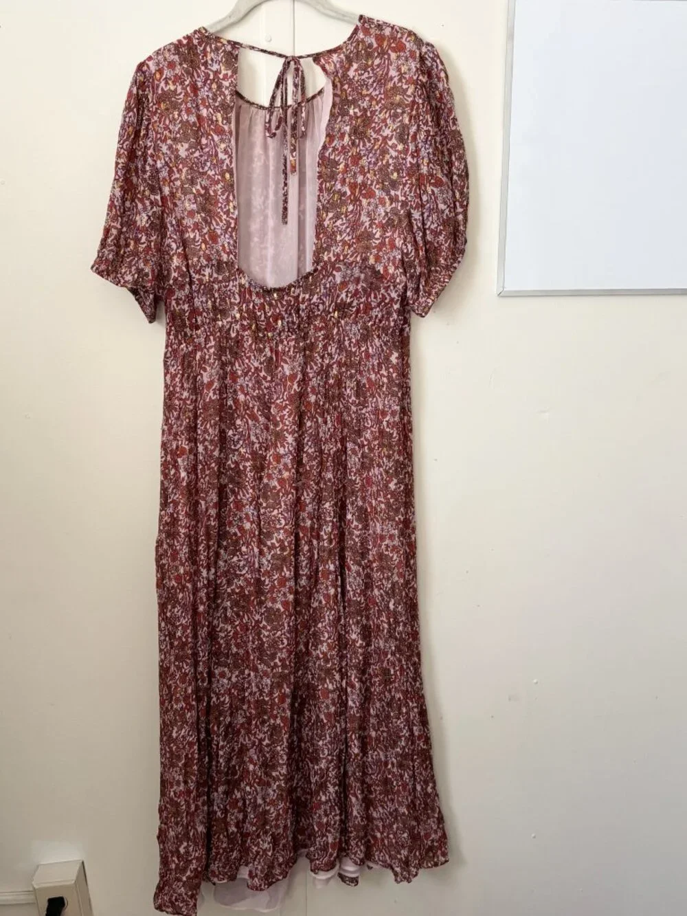 J Crew Collection Open-back Metallic Clip-dot Dress Bouquet Floral